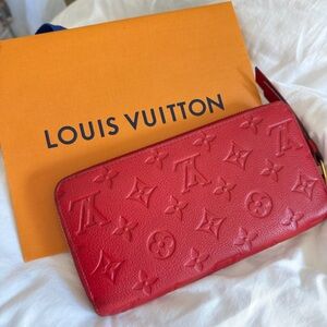 Louis Vuitton Rouge Red Empreinte Clemence Leather Continental Card Coin Wallet